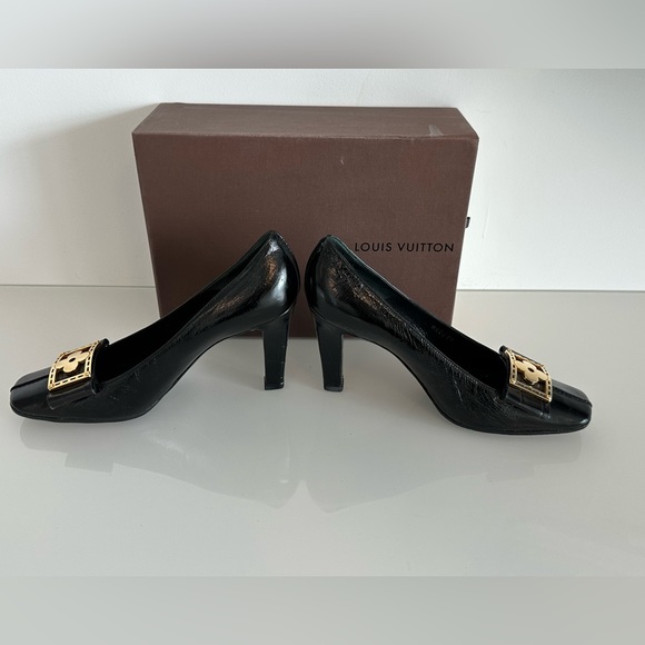 Louis Vuitton Black Square Toe Pumps, Size 38.5 - Picture 4 of 4